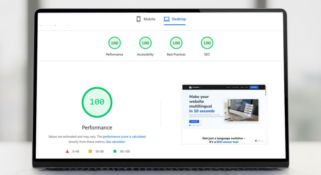 pagespeed insights 100