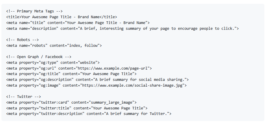 SEO best practices for launching a new website 6 meta tags